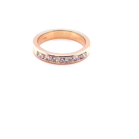14K Solid Yellow Gold Diamond Channel Set Diamond Ring - Picture 2 of 5